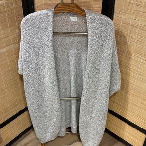 Open-Front Gray Bouclé Sweater